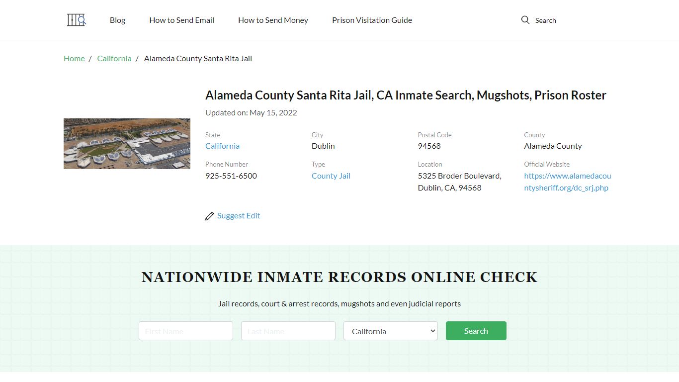 Alameda County Santa Rita Jail, CA Inmate Search, Mugshots ...